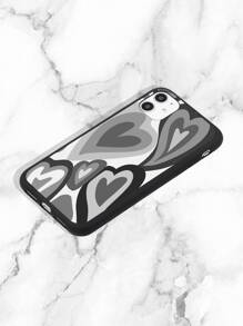 Heart Pattern Phone Case - Black and White - View 2