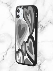 Heart Pattern Phone Case - Black and White - View 3