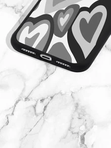 Heart Pattern Phone Case - Black and White - View 4