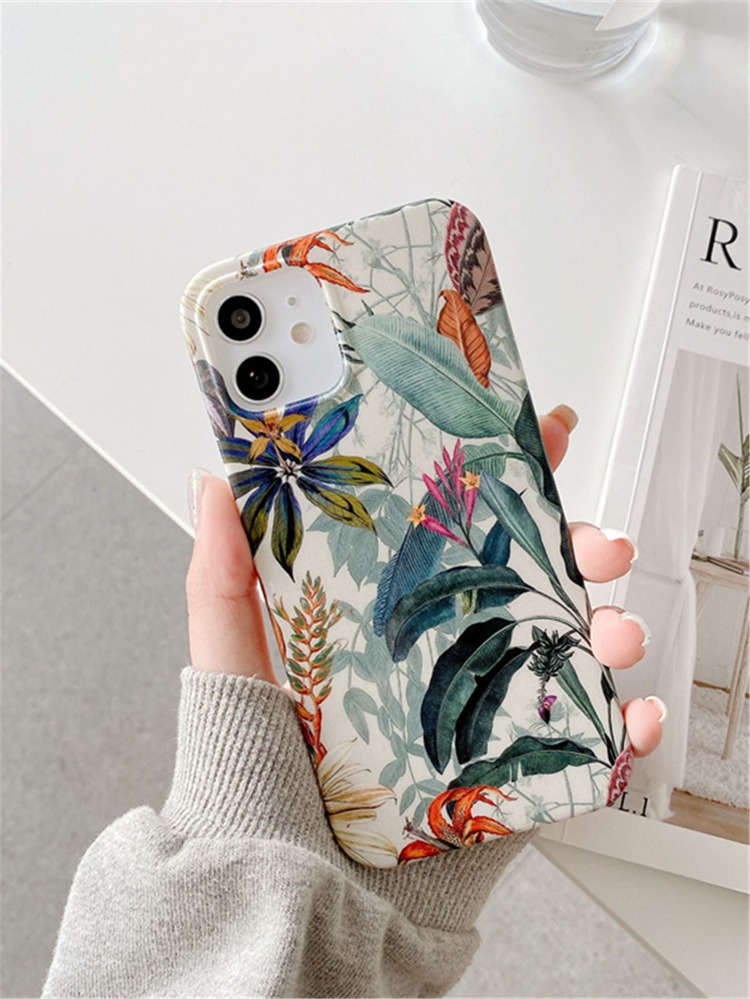 Funda De Teléfono Con Patrón De Plantas - Multicolor - Añade 2