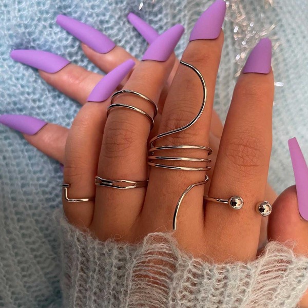 

5pcs Hollow Out Ring, Silver