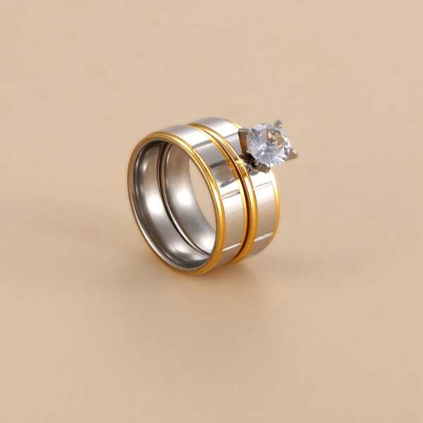 

2pcs Rhinestone Decor Ring, Silver