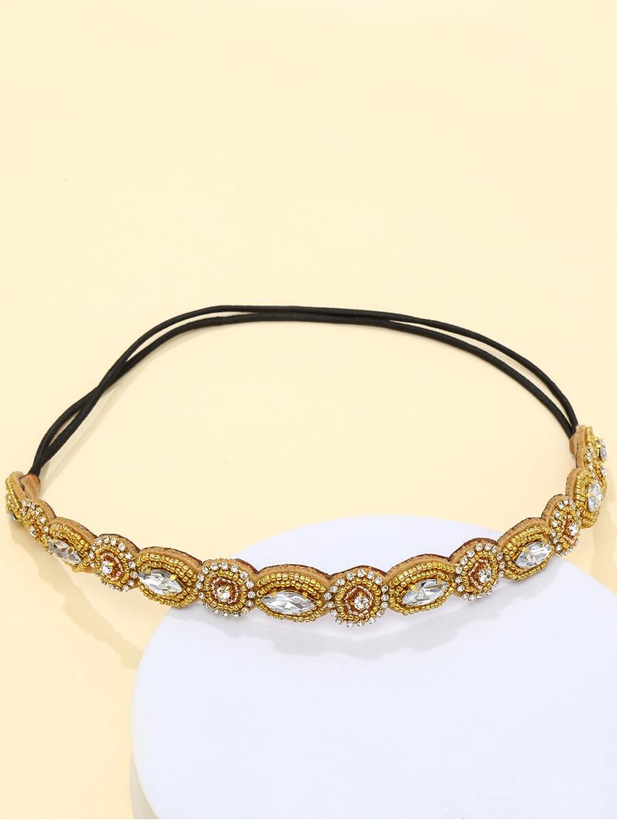 Băng đô trang trí tóc Rhinestone - Vàng - Xem 1