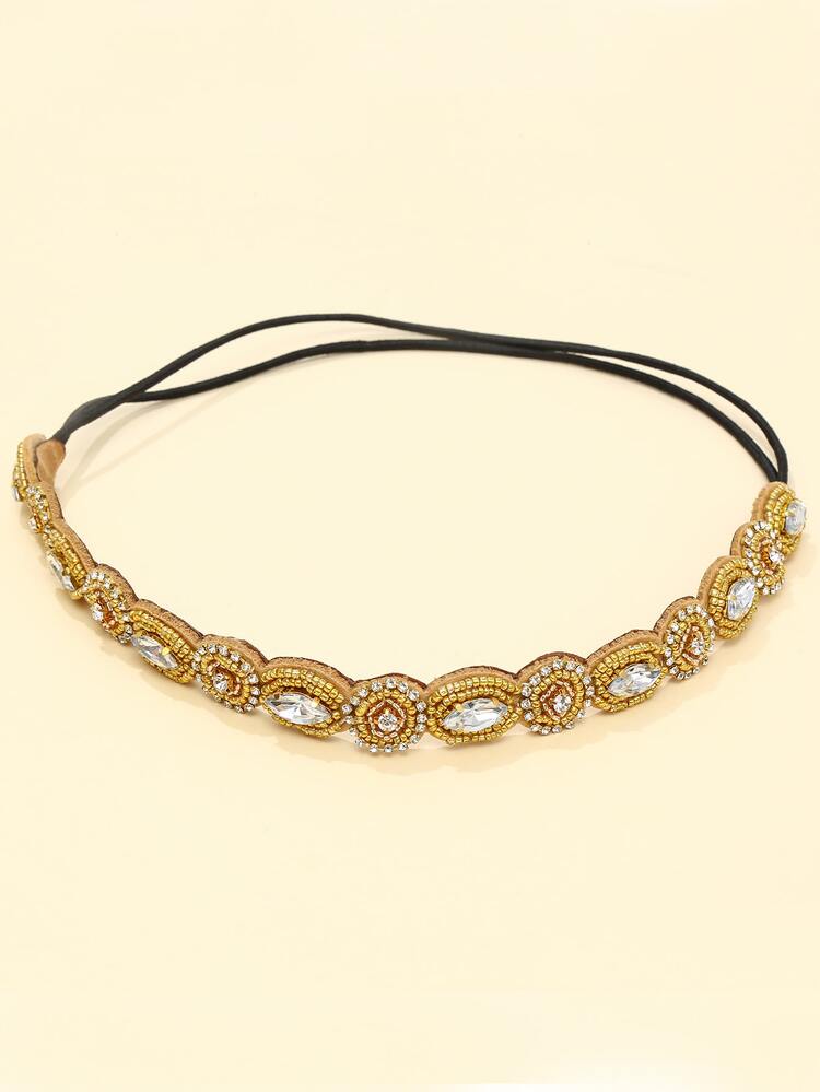 Băng đô trang trí tóc Rhinestone - Vàng - Xem 2