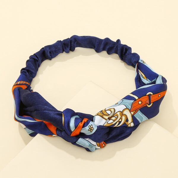 

Chain Print Hair Band, Navy blue