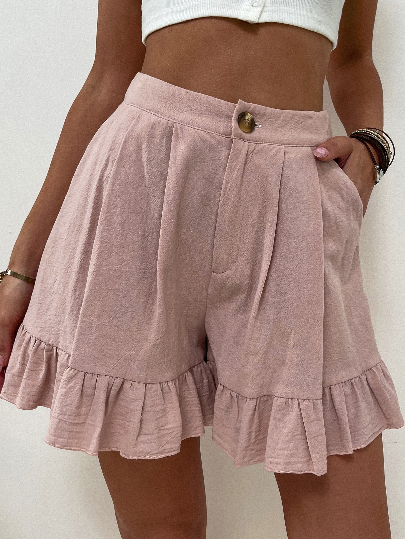 Casual Vlak Korte broek Geribd