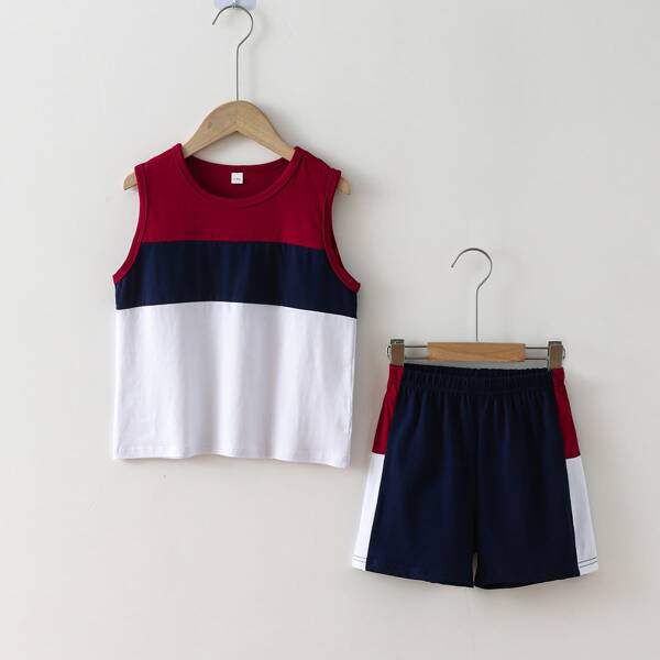 

Toddler Boys Color Block Tank Top & Track Shorts, Multicolor