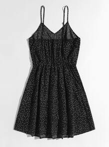 Soleia Polka Dot Cami Dress - Black - View 2