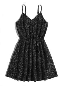 Soleia Polka Dot Cami Dress - Black - View 3