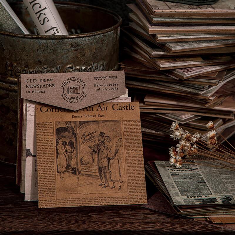 

60sheets Vintage Newspaper Design Random Material Paper, Multicolor
