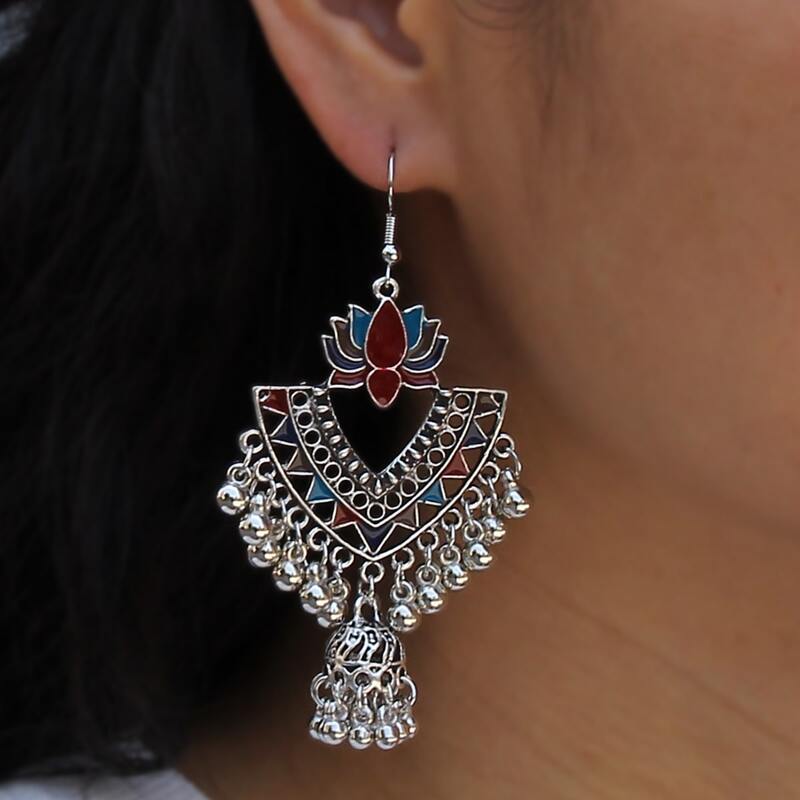 

Flower Tassel Drop Earrings, Silver