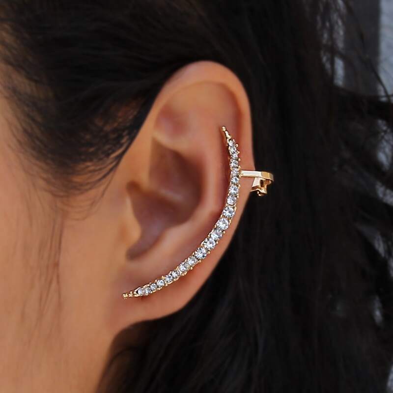 

1pc Rhinestone Ear Cuff, Gold