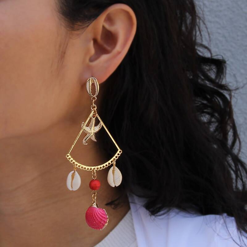 

Shell Drop Earrings, Gold