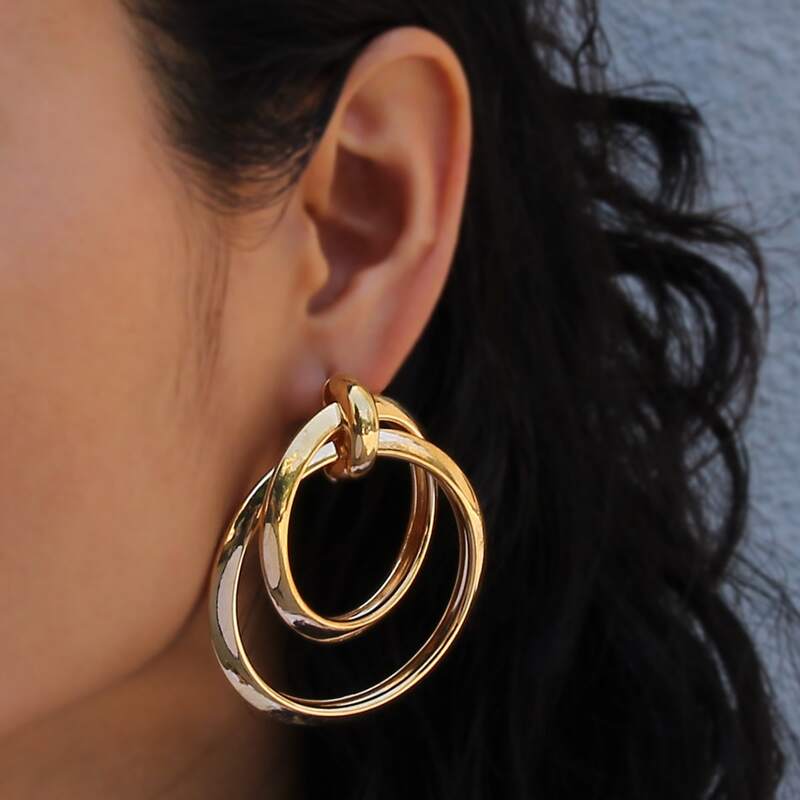 

Round Drop Earrings, Gold