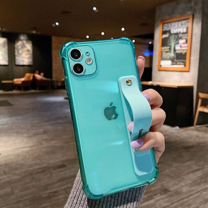 

Clear Hand Strap Phone Case, Mint green