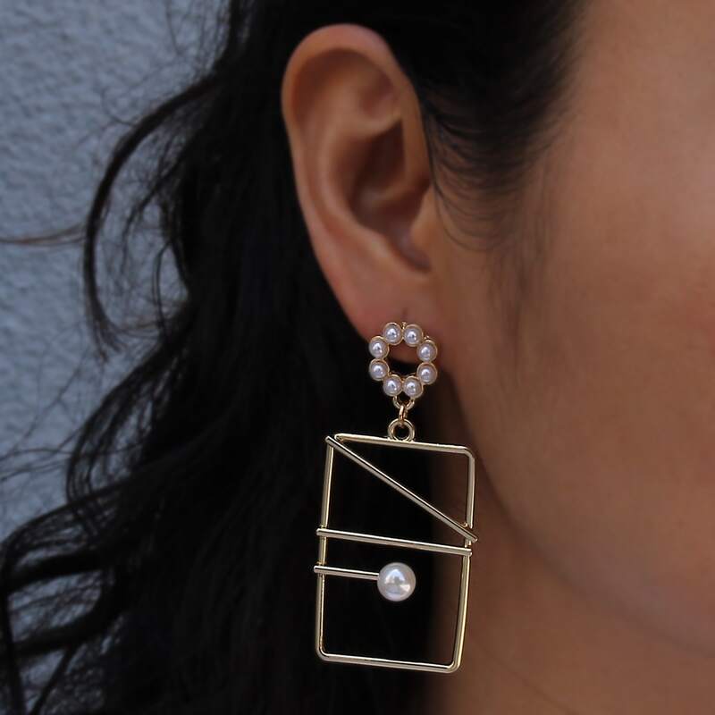 

Faux Pearl Decor Drop Earrings, Gold