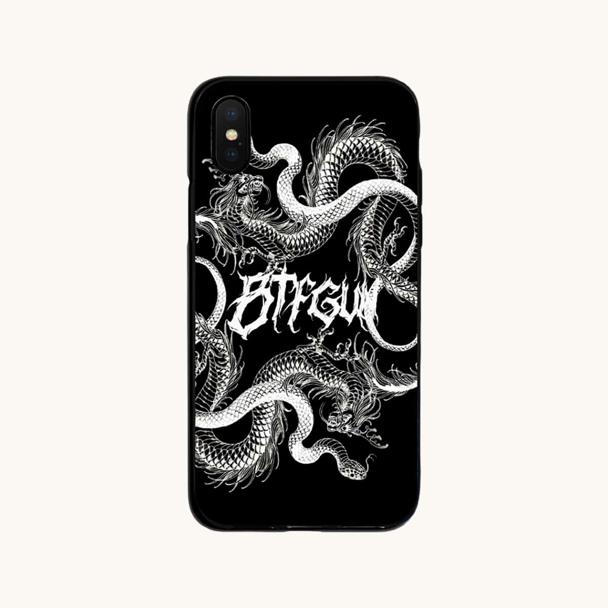 

Dragon Print Phone Case, Black and white