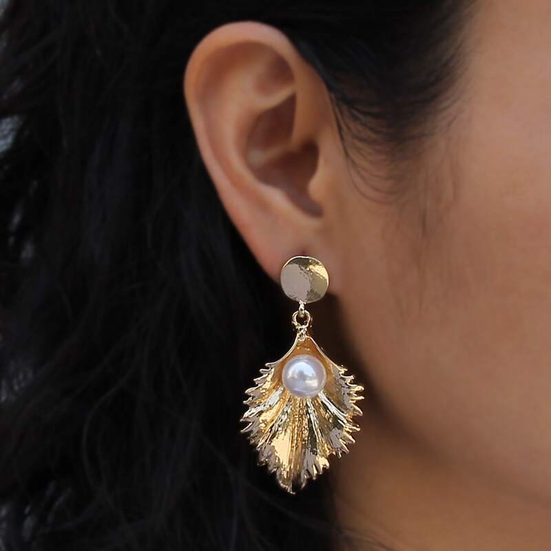 

Faux Pearl Decor Drop Earrings, Gold