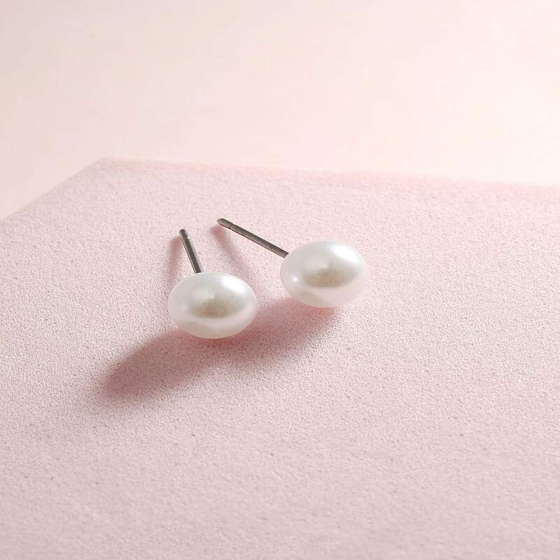 

Faux Pearl Stud Earrings, White