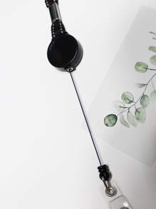 1pc Card Cover Buckle With Lanyard - Black - View 3