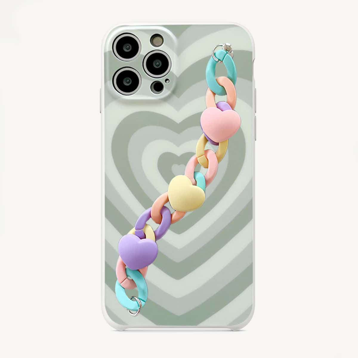 

Heart Chain Hand Strap Phone Case, Multicolor