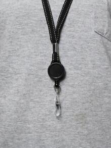 1pc Card Cover Buckle With Lanyard - Black - View 4