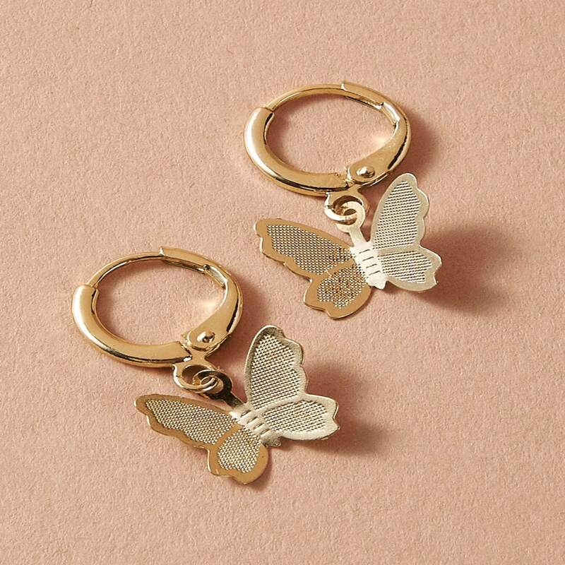 

Butterfly Drop Earrings, Gold
