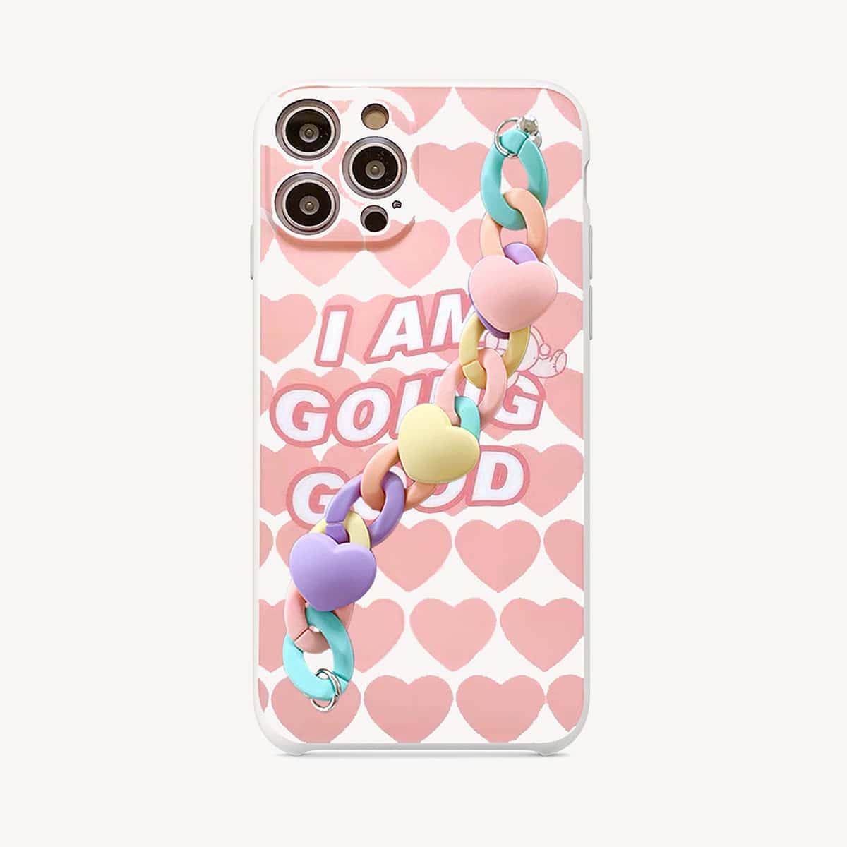 

Heart Chain Hand Strap Phone Case, Multicolor