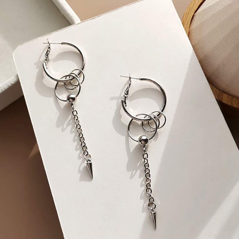 

Geo Drop Earrings, Silver