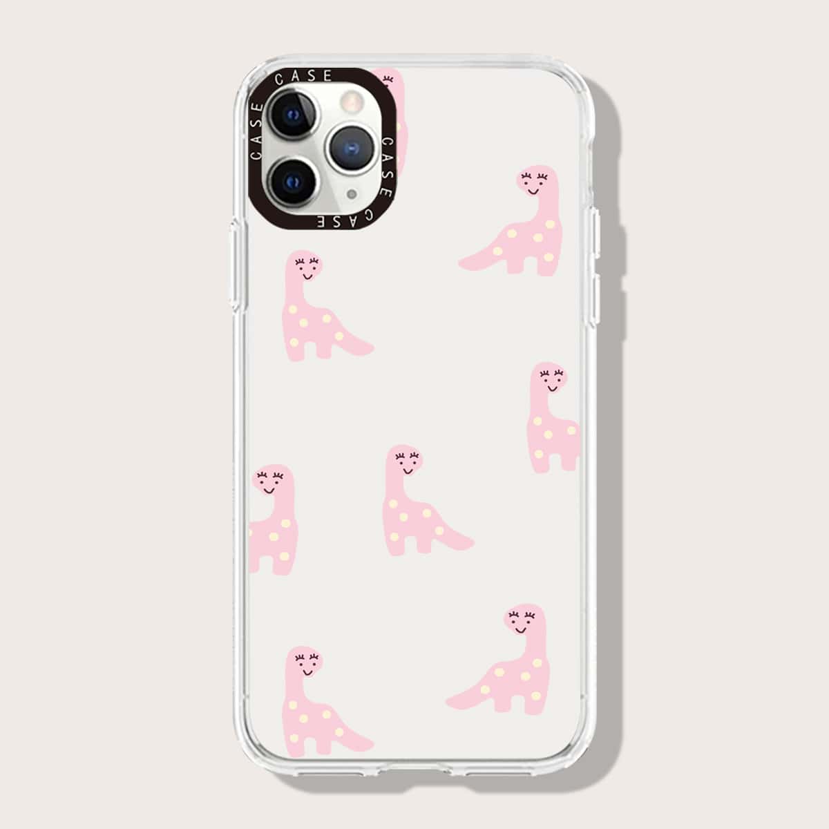 

Cartoon Dinosaur Phone Case, Baby pink