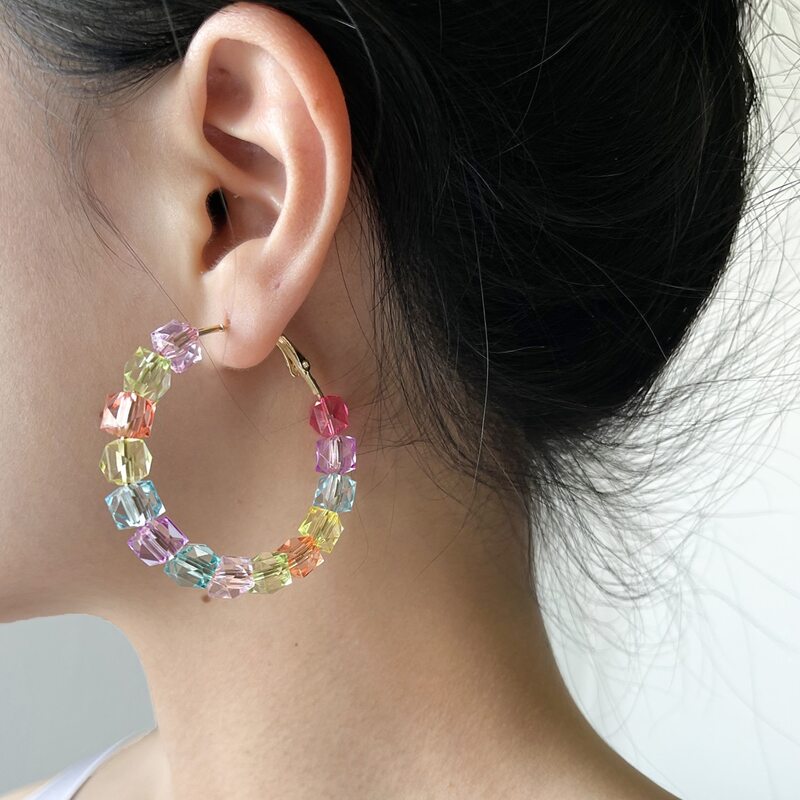 

Crystal Hoop Earrings, Multicolor
