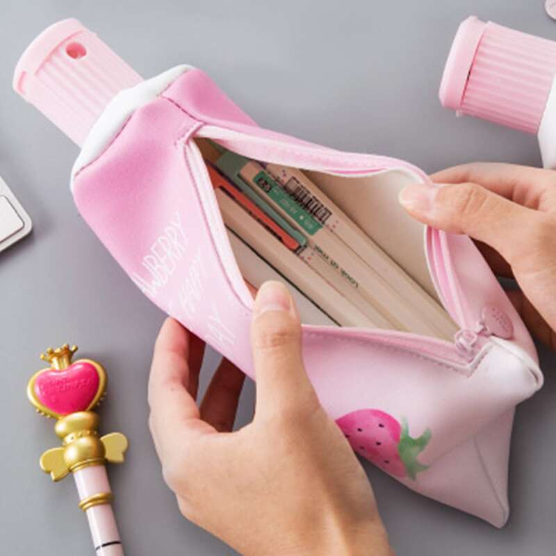 

1pc Toothpaste Shaped Pencil Bag, Pink