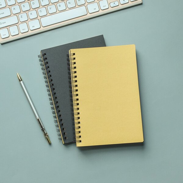 

1pc Kraft Paper Spiral Notebook, Black