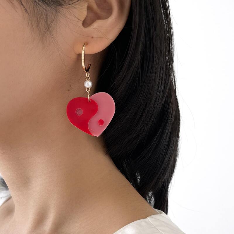 

Yin & Yang Drop Earrings, Red