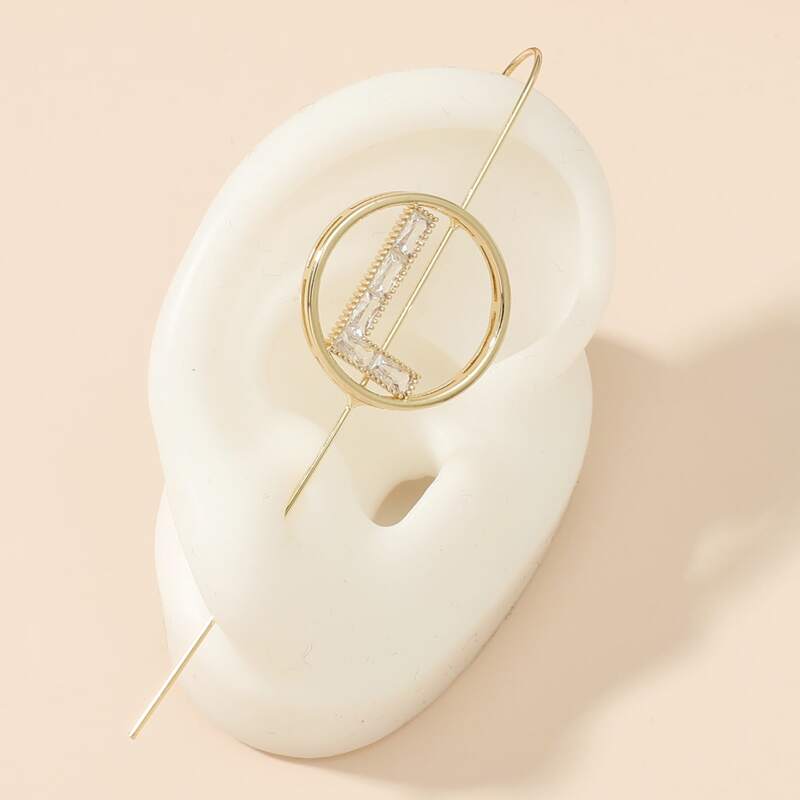 

1pc Rhinestone Letter Ear Cuff, Gold
