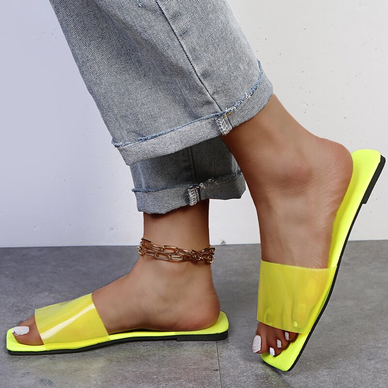 

Solid Wide Band Slide Sandals, Yellow
