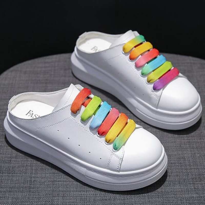 

Ombre Strap Lace-up Skate Shoes, White