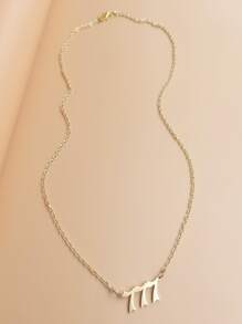 數字吊墜項鏈不銹鋼龐克嘻哈風格 - 金黃色 - 查看 2