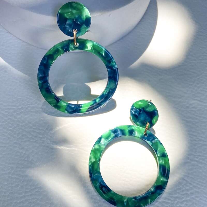 

Colorblock Drop Earrings, Green