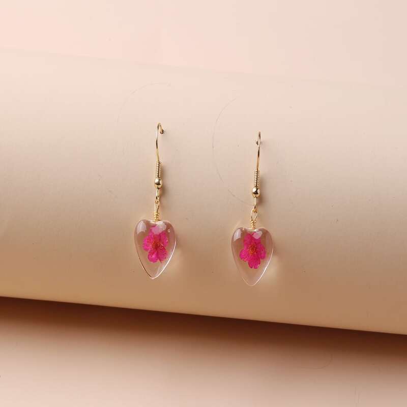 

Flower Drop Earrings, Pink