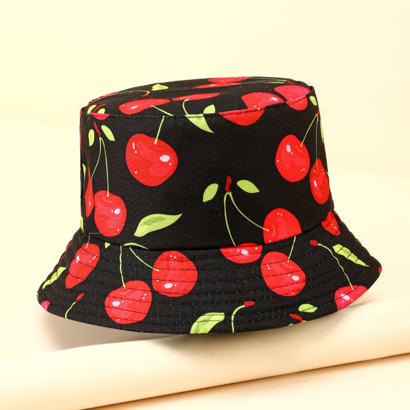 

Cherry Pattern Bucket Hat, Multicolor