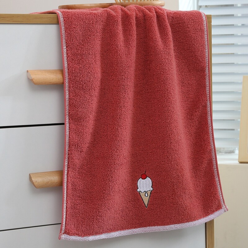 

1pc Ice Cream Embroidery Face Towel, Red