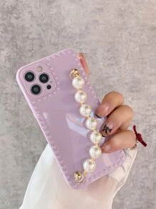 人造珍珠手掌帶手機殼 - 紫色 - 查看 1