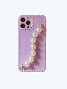 人造珍珠手掌帶手機殼 - 紫色 - 查看 2