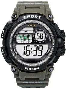 男士防水電子手錶 - 黑色 - 查看 2