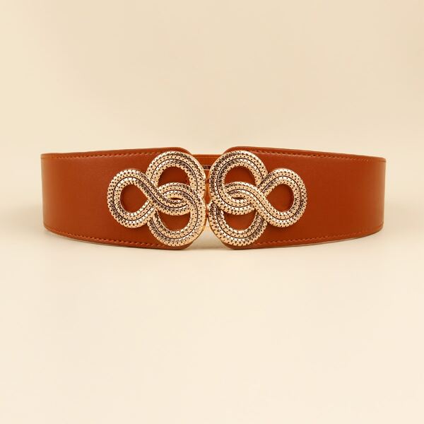 

Metal Buckle Wide Belt, Brown