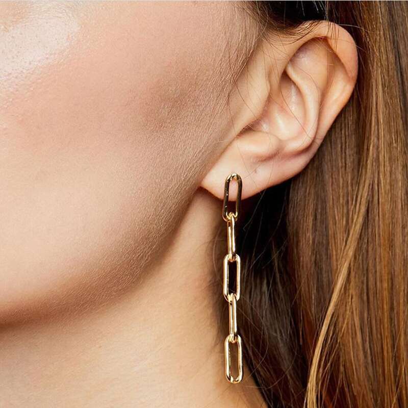 

Chain Drop Earrings, Gold