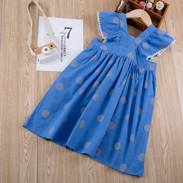 

Toddler Girls Polka Dot Dress, Blue
