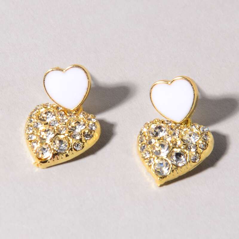 

Rhinestone Heart Drop Earrings, Multicolor