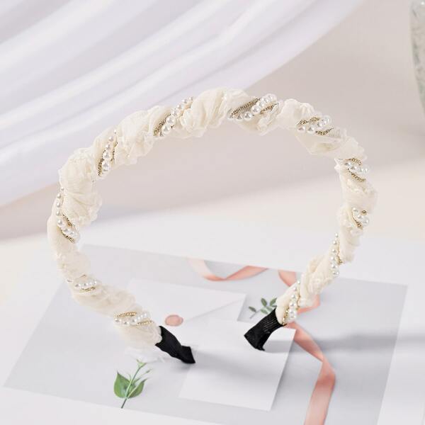 

Faux Pearl Decor Hair Hoop, White